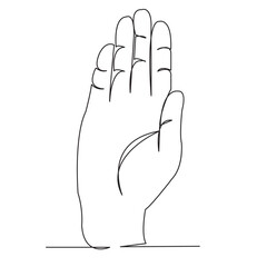 one open single drawn line art doodle hand, deaf, sign, finger, language, gesture. Isolated hand-drawn outline image on a bol background. the letter B