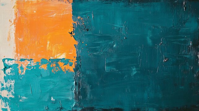 abstract dramatic abstract painting by rothko in teal and orange