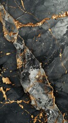 Fototapeta premium A striking display of black marble featuring bold golden veins winding through the surface