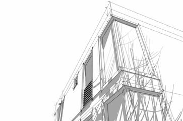 Architectural drawing  3d illustration