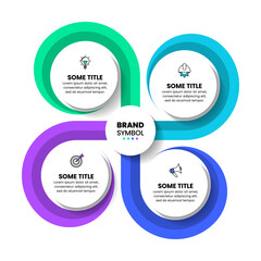 Infographic template. Spiral with 4 circles and icons