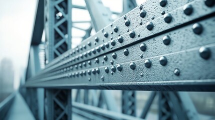A bridge with a metal railing that is covered in rain