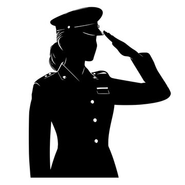 recommend clip art: Silhouette military woman officer salute 