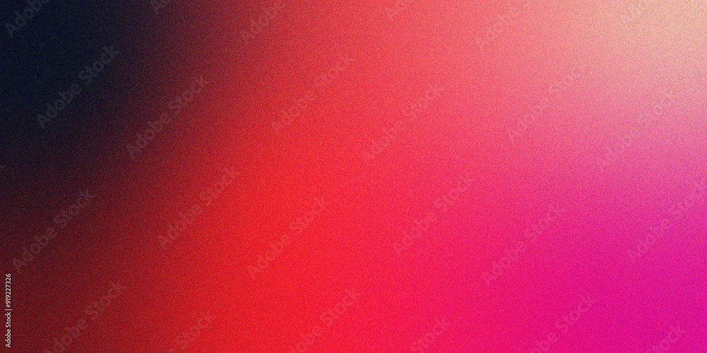 Poster Bright red pink gradient blurred Rainbow background. Soft gradient backdrop with grain and noise.  Bokeh background with gradient, ombre effect. Textured with rough grain, noise, and bright spots.