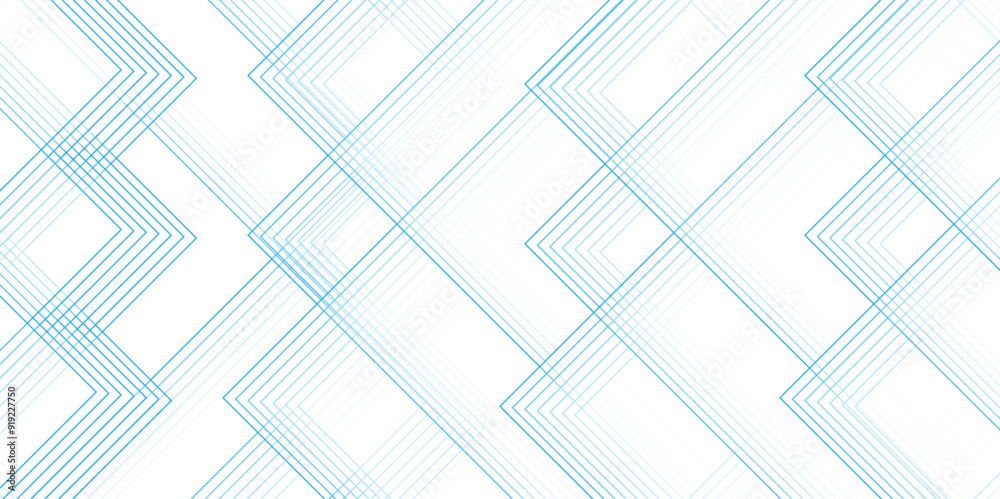 Poster Abstract blue and white blueprint background and technology bright lines. Geometric squares with digital connection of lines.  Futuristic architecture concept blueprint with geometric blue line.