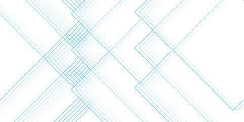 Abstract blue and white blueprint background and technology bright lines. Geometric squares with digital connection of lines.  Futuristic architecture concept blueprint with geometric blue line.