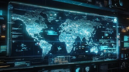 Technological : Real-time holographic world map showcasing global events