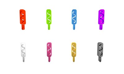 Colorful Ice cream icon isolated on white background. Sweet symbol. Minimalism concept. 3D render illustration