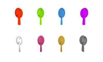 Colorful Hand mirror icon isolated on white background. Minimalism concept. 3D render illustration