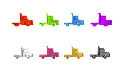 Colorful Delivery cargo truck vehicle icon isolated on white background. Minimalism concept. 3D render illustration
