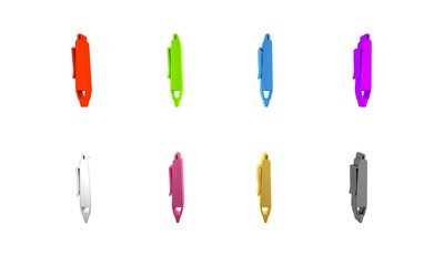 Colorful Pen icon isolated on white background. Minimalism concept. 3D render illustration