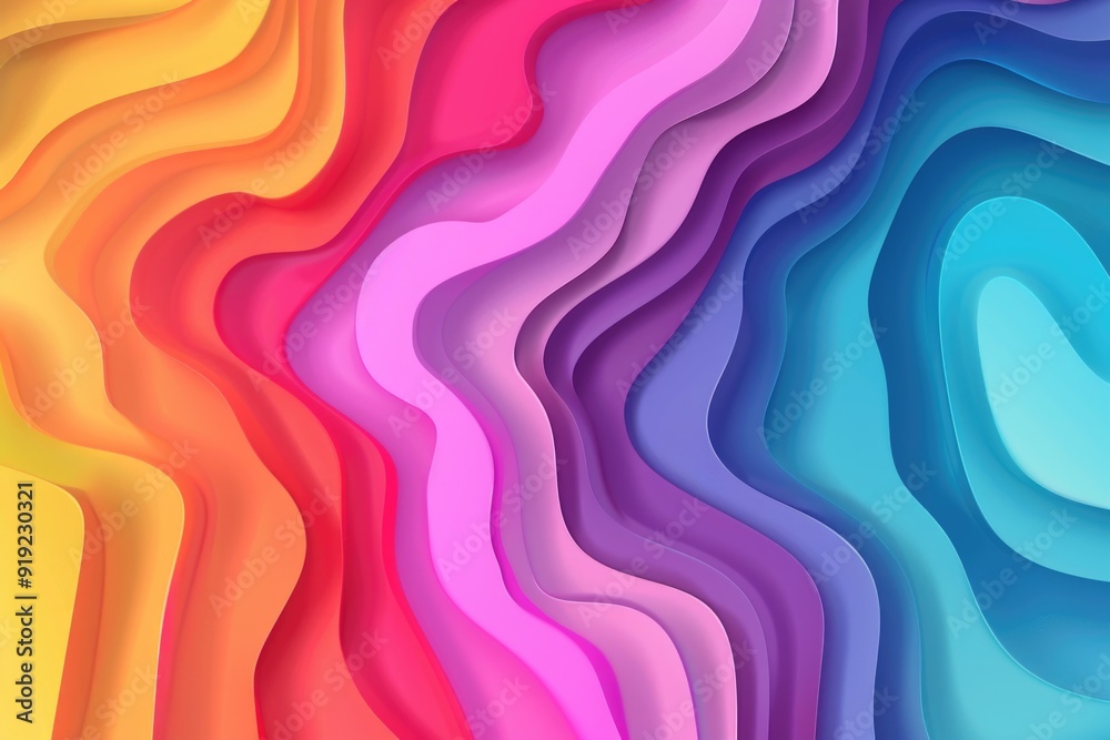 Poster Abstract design featuring wavy shapes in various colors, ideal for backgrounds and creative projects