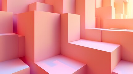 Abstract Pink Geometric Shapes 3D Render