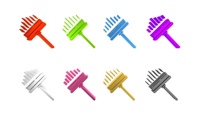 Colorful Cleaning service with of rubber cleaner for windows icon isolated on white background. Squeegee, scraper, wiper. Minimalism concept. 3D render illustration