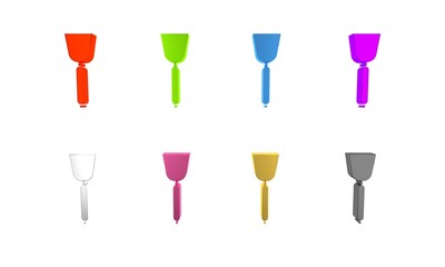 Colorful Spatula icon isolated on white background. Kitchen spatula icon. BBQ spatula sign. Barbecue and grill tool. Minimalism concept. 3D render illustration