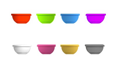 Colorful Bowl icon isolated on white background. Minimalism concept. 3D render illustration