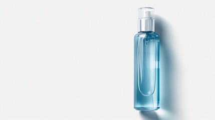 Elegant blue bottle with a spray cap, perfect for cosmetic or skincare products on a clean white background.