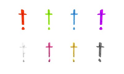 Colorful Pipette icon isolated on white background. Element of medical, chemistry lab equipment. Pipette with drop. Medicine symbol. Minimalism concept. 3D render illustration