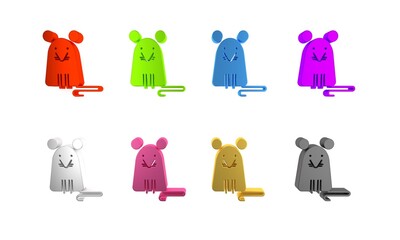 Colorful Rat icon isolated on white background. Mouse sign. Minimalism concept. 3D render illustration