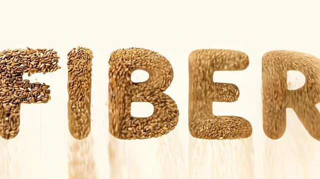 Fiber inscription on minimalistic background, healthy food supplements