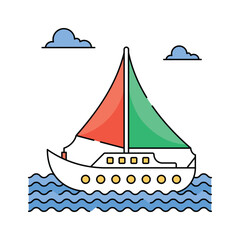 Explore the open water, sailing boat icon design, easy to use and download