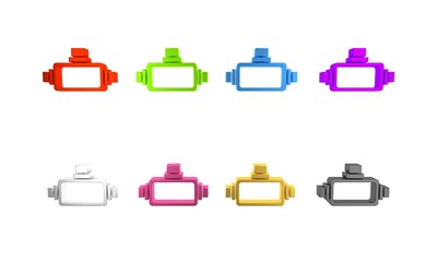 Colorful Virtual reality glasses icon isolated on white background. Stereoscopic 3d vr mask. Minimalism concept. 3D render illustration