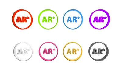 Colorful Ar, augmented reality icon isolated on white background. Minimalism concept. 3D render illustration