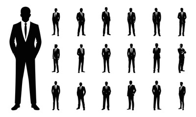Set of businessmen silhouette vector illustration.