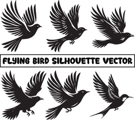 Fototapeta premium Flying bird silhouette vector, Minimalist bird silhouette, Bird silhouette vector, Bird flying vector, Bird silhouette clip art