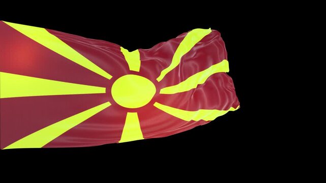 Seamless looping animated digital flag of Macedonia in 4K resolution including alpha cannel 
