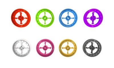 Colorful Casino roulette wheel icon isolated on white background. Minimalism concept. 3D render illustration