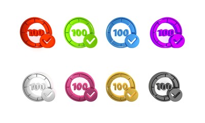 Colorful Casino chips icon isolated on white background. Casino gambling. Minimalism concept. 3D render illustration