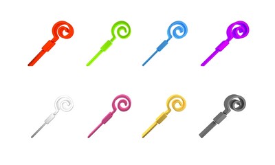 Colorful Walking stick icon isolated on white background. Happy Saint Patricks day. Minimalism concept. 3D render illustration