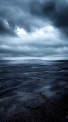 Fototapeta premium Dark Stormy Sky over Black Sand Beach