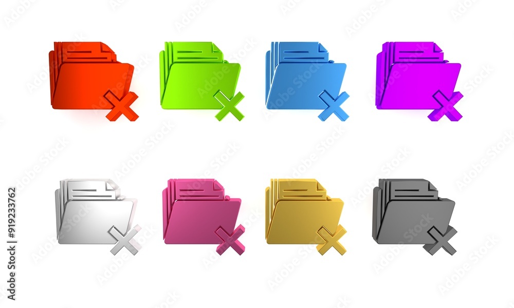 Poster colorful delete folder icon isolated on white background. folder with recycle bin. delete or error f