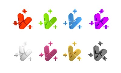 Colorful Medicine pill or tablet icon isolated on white background. Capsule pill and drug sign. Pharmacy design. Minimalism concept. 3D render illustration