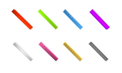 Colorful Ruler icon isolated on white background. Straightedge symbol. Minimalism concept. 3D render illustration