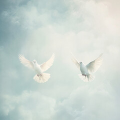 Obraz premium white dove flying in the sky
