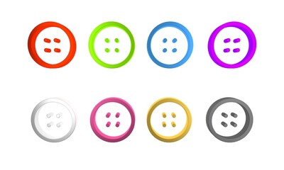 Colorful Sewing button for clothes icon isolated on white background. Clothing button. Minimalism concept. 3D render illustration