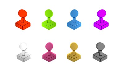 Colorful Joystick for arcade machine icon isolated on white background. Joystick gamepad. Minimalism concept. 3D render illustration