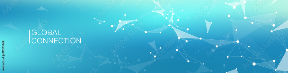 Leinwandbilder Abstract tech network connection dots. Digital technology and big data analysis background. White background with plexus lines. Geometric background with abstract mesh