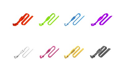 Colorful Fishing line with hook and float icon isolated on white background. Fishing tackle. Minimalism concept. 3D render illustration