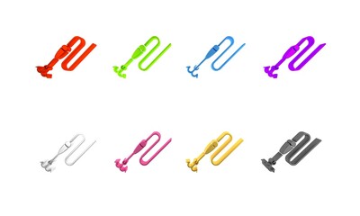 Colorful Fishing line with hook and float icon isolated on white background. Fishing tackle. Minimalism concept. 3D render illustration