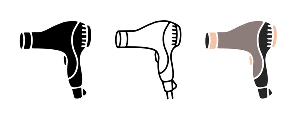 Set of Hair dryer cartoon doodle, Vector, Illustration.