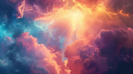 Colorful sunset sky with vibrant clouds at twilight