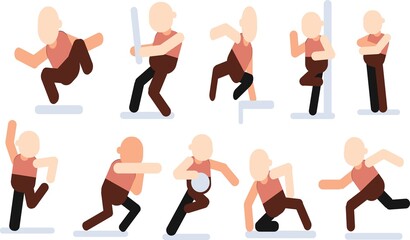 Set of people in various poses