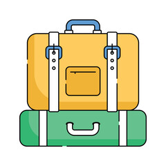 Travel baggage, luggage bags, suitcase vector illustration