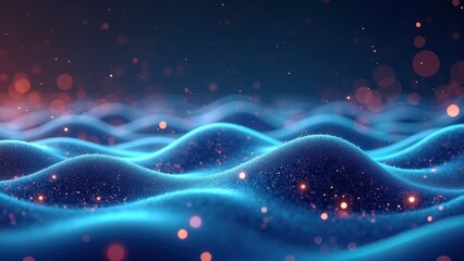 Digital Data Wave Landscape in Virtual Reality Concept