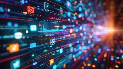 Fototapeta premium Futuristic Digital Social Media Icons Background