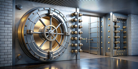 A vault door opening to reveal wealth inside, symbolizing financial security.